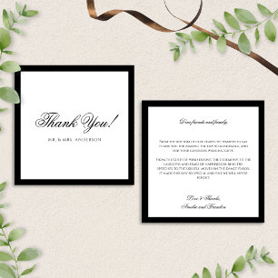 Formal Classic Black and White Wedding Thank You Card