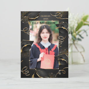 Formal Classic Black Gold Graduation Cap Invitation