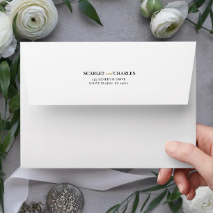 Formal Classic Black Gold Monogram Wedding Envelope