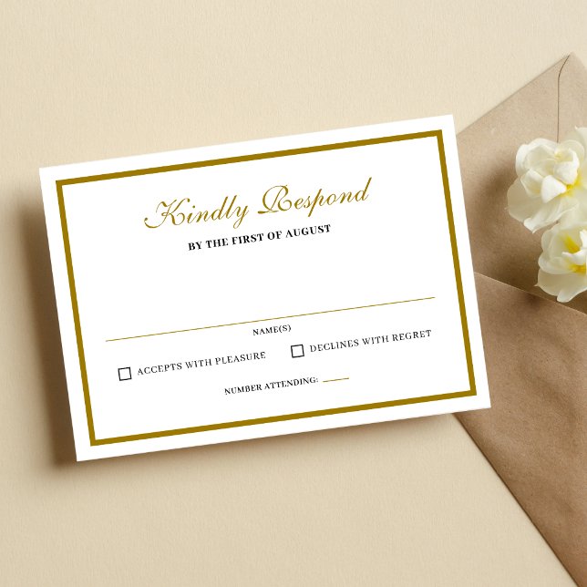 Formal Classic Black Gold Monogram Wedding RSVP Card (Formal black and gold monogram RSVP card adds a refined, organized touch to wedding planning.)