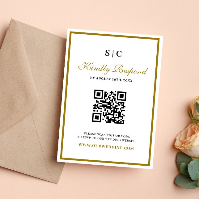Formal Classic Black Gold Monogram Wedding RSVP Card (Formal black and gold monogram RSVP card keeps guest responses elegant and organized.)