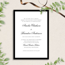 Formal Classic Black & White Border Script Wedding