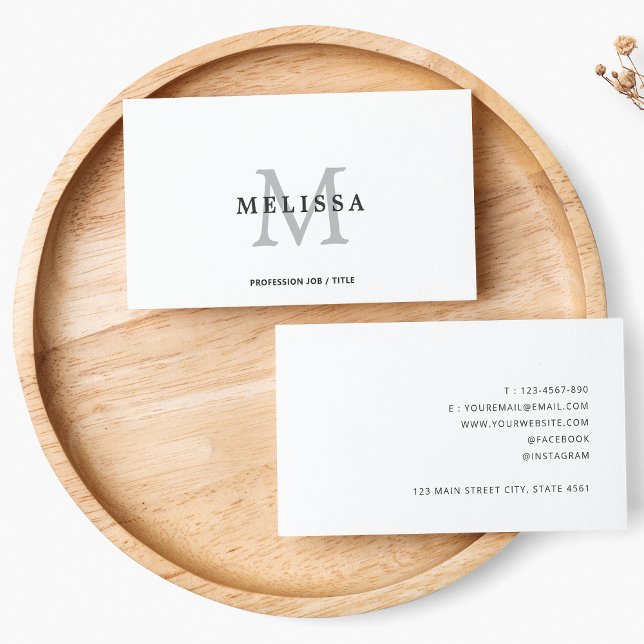 Formal Classic Black & White Monogram Typography Business Card (Creator Uploaded)