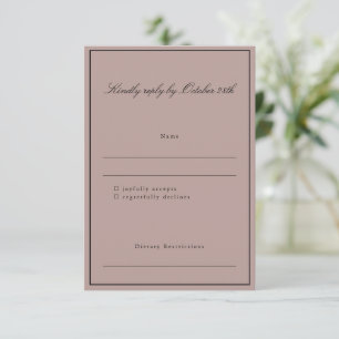 Formal Classic Border Script Elegant Wedding Mauve RSVP Card