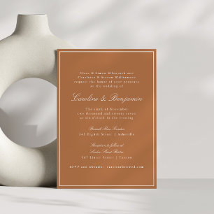Formal Classic Border Script Wedding Terracotta Invitation