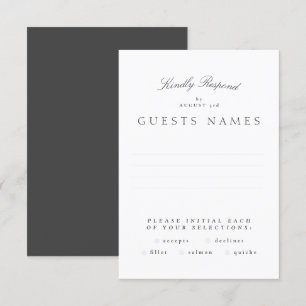 Formal Classic Dark Grey Calligraphy Wedding RSVP Card