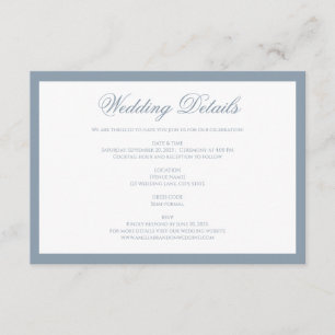 Formal Classic Dusty Blue Border Wedding Details Enclosure Card