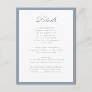 Formal Classic Dusty Blue Border Wedding Details Enclosure Card