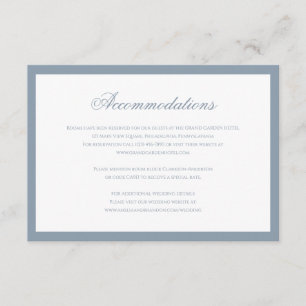 Formal Classic Dusty Blue Wedding Accommodation Enclosure Card