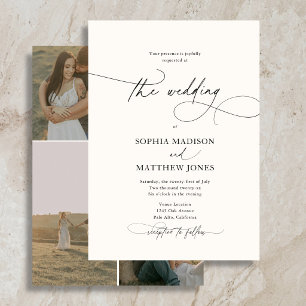 Formal Classic Elegant 4 Photo Ivory Wedding Invitation
