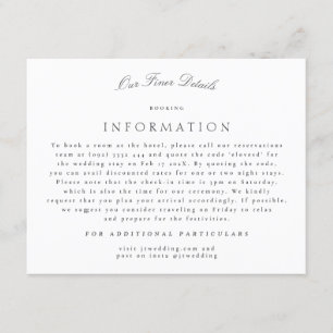 Formal Classic Elegant Calligraphy Wedding Details Enclosure Card