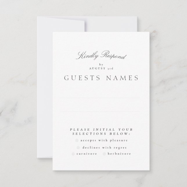 Formal Classic Elegant Calligraphy Wedding RSVP Card (Front)