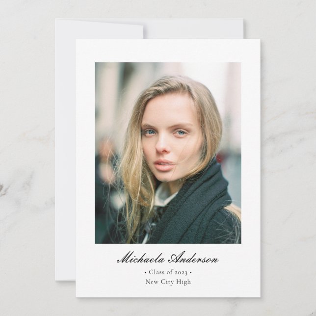 Formal Classic Elegant Photo Graduation Announcement (Front)