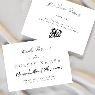 Formal Classic Elegant Wedding QR CODE DETAIL RSVP Card