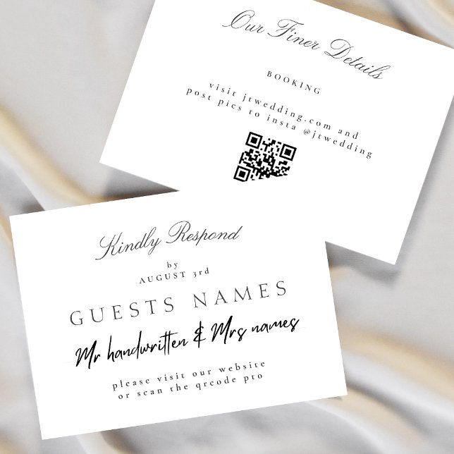 Formal Classic Elegant Wedding QR CODE DETAIL RSVP Card (Creator Uploaded)