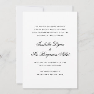 Formal Classic Elegant White Traditional Wedding Announcement