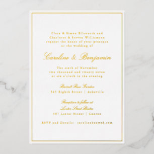 Formal Classic Gold Border Elegant Script Wedding