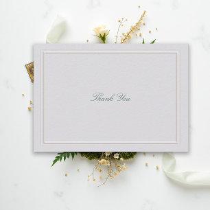 Formal Classic Green Elegant Frame Ivory Wedding Thank You Card