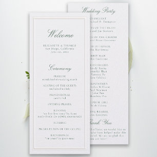Formal Classic Green Pearl Frame Wedding Program