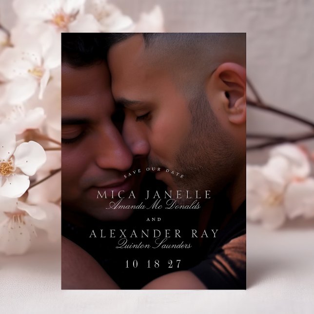 Formal Classic Light Grey Photo Save The Date Magnetic Invitation (Creator Uploaded)