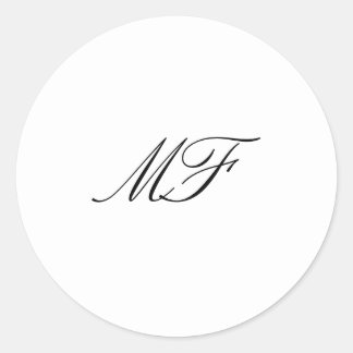 Formal Classic Monogram Black White Wedding Round Sticker