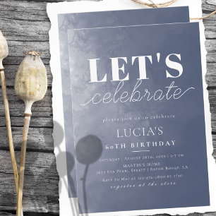 Formal Classic Navy Blue Smoke 60th Birthday Invitation