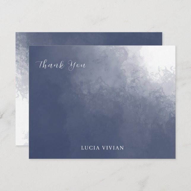 Formal Classic Navy Blue Smoke Blank Thank You Card (Front/Back)