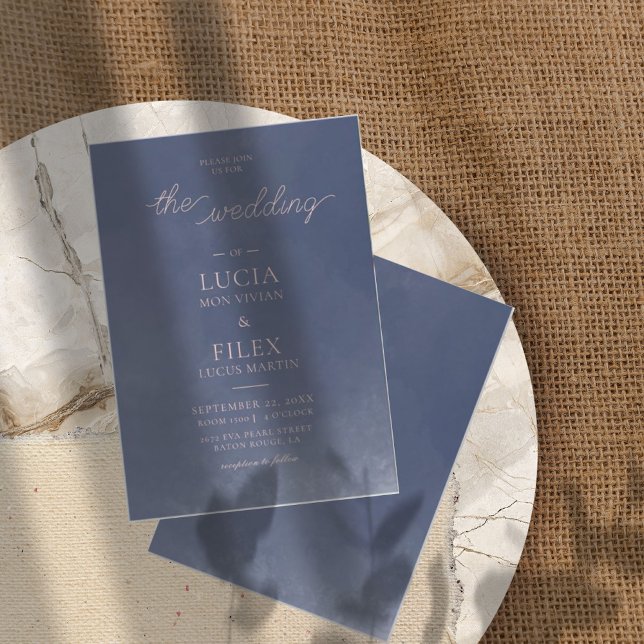 Formal Classic Navy Blue Smoke Wedding Invitation (Creator Uploaded)
