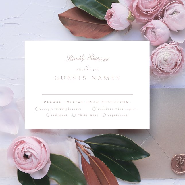 Formal Classic Pink Taupe Calligraphy Wedding RSVP Card (Creator Uploaded)