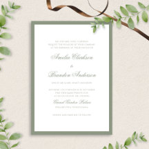 Formal Classic Sage Green Border Script Wedding