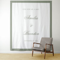 Formal Classic Sage Green Border Wedding Backdrop