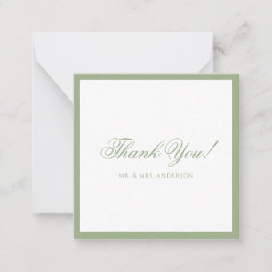 Formal Classic Sage Green Border Wedding Thank You Card