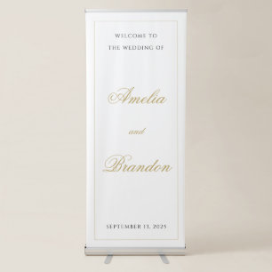 Formal Classic Script Black & Gold Border Wedding Retractable Banner
