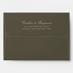 Formal Classic Script Elegant Return Address Olive Envelope
