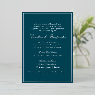 Formal Classic Teal Silver Border Elegant Wedding 