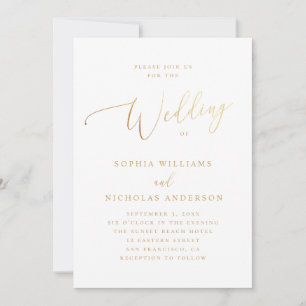 Formal Classic Wedding Elegant Gold Script Invitation