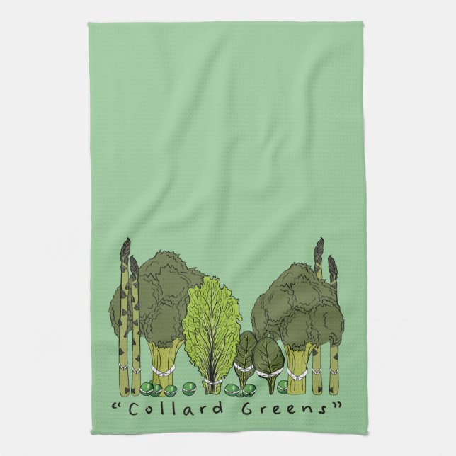 Formal Collard Greens Tea Towel (Vertical)