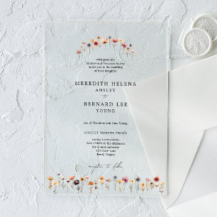Formal Colourful Floral Wedding Acrylic Invitations