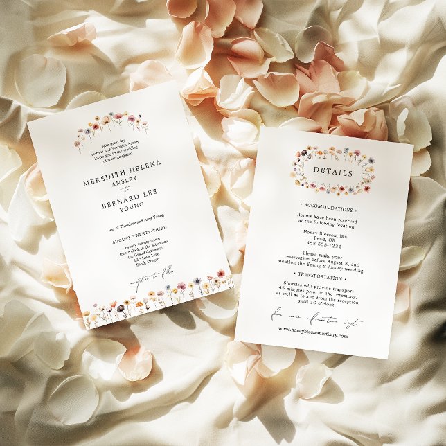 Formal Colourful Floral Wedding Details and Invitation (Creator Uploaded)