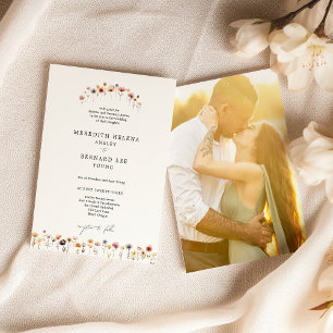 Formal Colourful Floral Wedding Photo Invitation