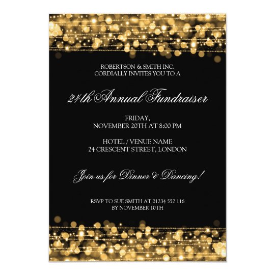 Formal Corporate Fundraiser Party Sparkles Gold Invitation | Zazzle.co.uk