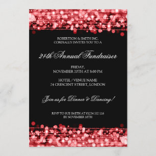 Formal Corporate Fundraiser Party Sparkles Red Invitation