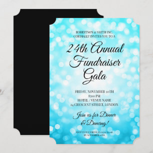 Formal Corporate Fundraiser Party Teal Lights Invitation