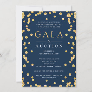 Formal Corporate Gala & Auction Gold Glitter Navy  Invitation