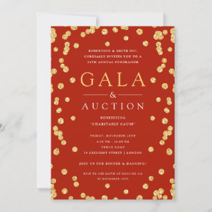 Formal Corporate Gala & Auction Gold Glitter Red Invitation