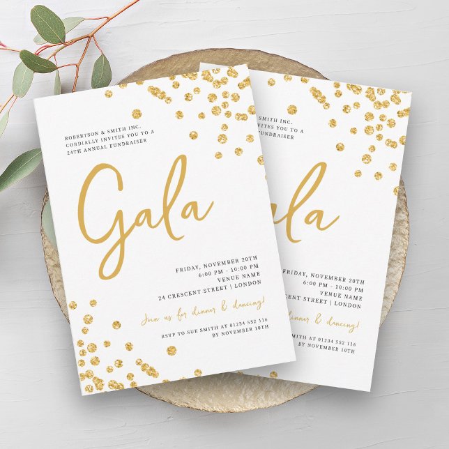 Formal Corporate Gala Gold Glitter Confetti  Invitation (Formal Corporate Gala Gold Glitter Confetti Invitation)