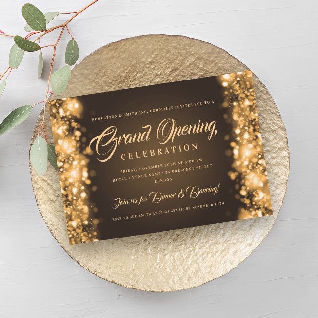 Formal Corporate Grand Opening Gold Lights Invitation (Formal Corporate Grand Opening Gold Lights Invitation)