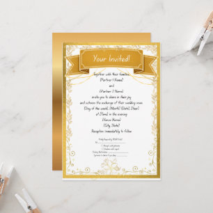Formal Cream and Gold Faux Foil Border Invitation