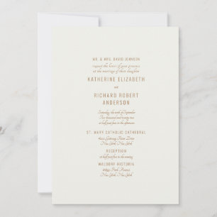 Formal  Cream Gold Text Two Venue Bride Parents  Invitation