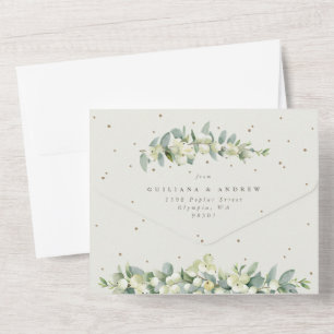 Formal Cream Snowberry+Eucalyptus Winter Wedding All In One Invitation